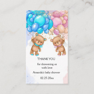 Bear Baby Shower Vielen Dank, dass Sie Tags Begleitkarte