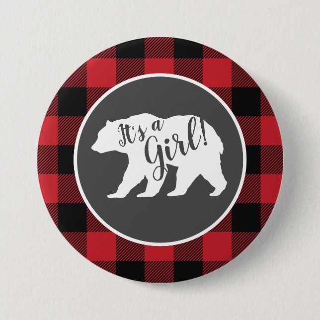 Bear Baby Shower Woodland Lodge Button (Vorderseite)