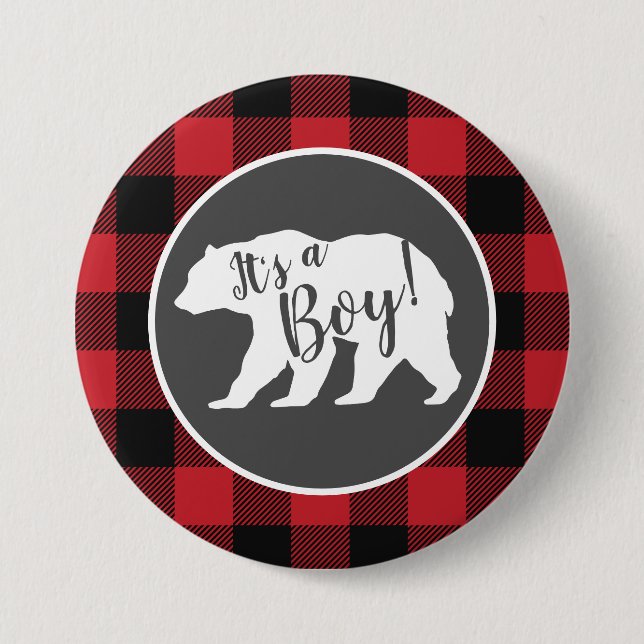 Bear Baby Shower Woodland Lodge Button (Vorderseite)