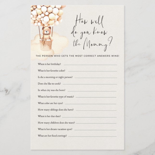 Bear Baby Showspiel wie gut weißt du (Vorderseite)