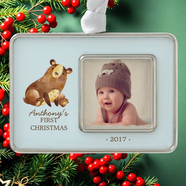 Bear Baby's 1. Weihnachtsgeschenk Foto Ornament Rahmen-Ornament Silber (Von Creator hochgeladen)