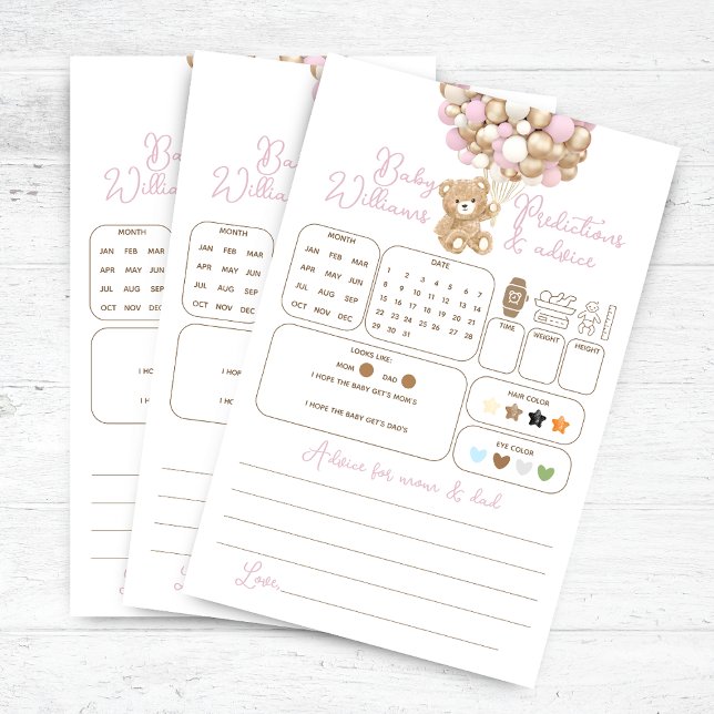 Bear Balloon Baby Shower Vorhersagen & Advice Game (Von Creator hochgeladen)