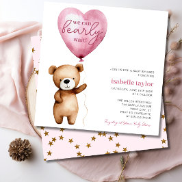 Bear Balloon Bearly Wait Baby Girl Dusche Einladung