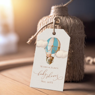 Bear Balloon Clouds Baby Shower Tags Geschenkanhänger
