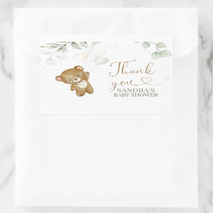 Bear Balloon Green Baby Dusche Vielen Dank Rechteckiger Aufkleber