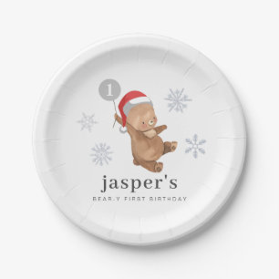 Bear Balloon Weihnachtsmannmütze Pappteller