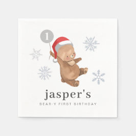 Bear Balloon Weihnachtsmannmütze Serviette