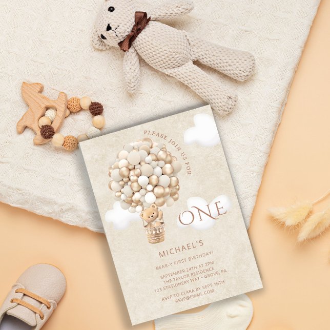 Bear Balloons 1. Geburtstagseinladung Einladung (Von Creator hochgeladen)