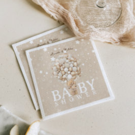 Bear Balloons Baby Dusche Light Brown & Gold Serviette