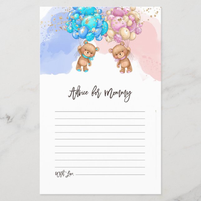 Bear Balloons Baby Shower Addon Card Flyer (Vorne)