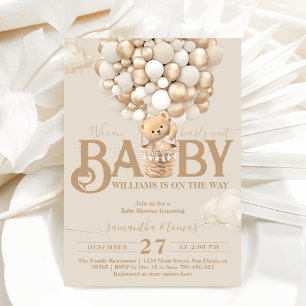Bear Balloons Bearly Wait Baby Dusche Einladung