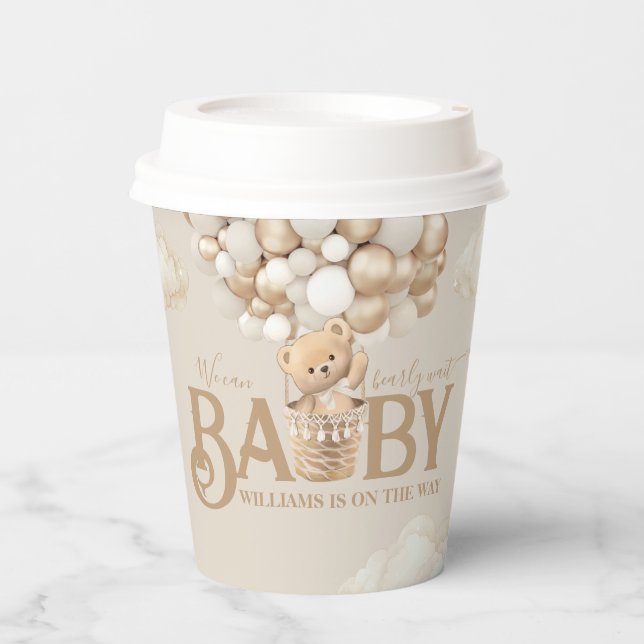 Bear Balloons Bearly Wait Baby Dusche Pappbecher (Vorderseite)