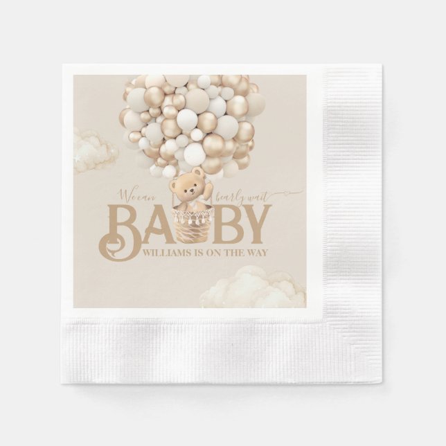 Bear Balloons Bearly Wait Baby Dusche Serviette (Vorderseite)