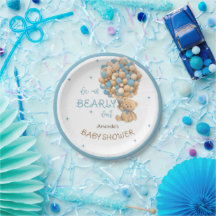 Bear Balloons Bearly Wait Blue Baby Boy Dusche