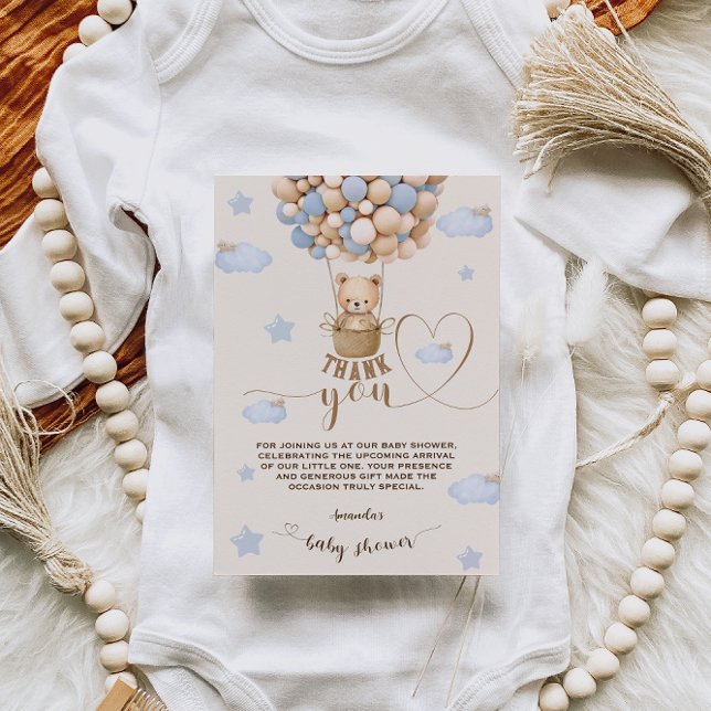 Bear Balloons Bearly Wait Boy Dusche Vielen Dank Dankeskarte (Von Creator hochgeladen)