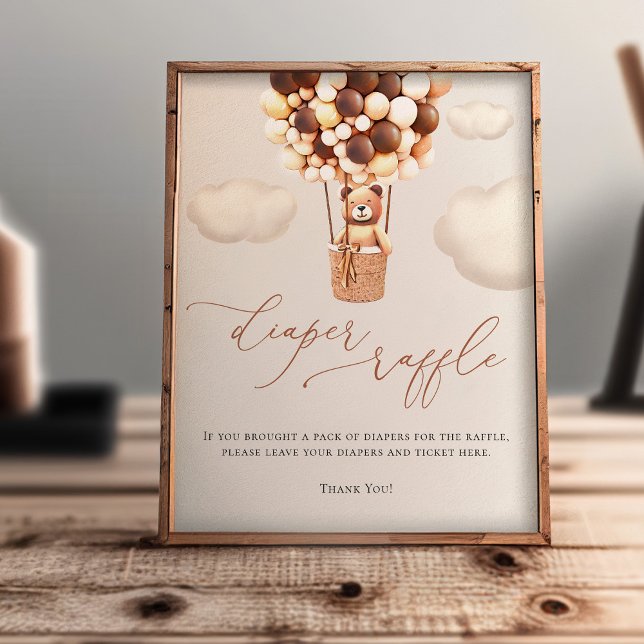 Bear Balloons Diaper Raffelzeichen Fotodruck (Von Creator hochgeladen)