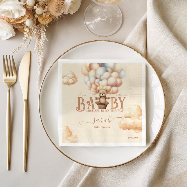 Bear Balloons Gender Neutral warten Serviette (Von Creator hochgeladen)