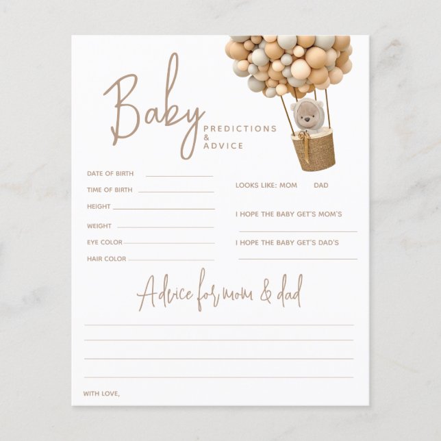 Bear Balloons Modern Gender Neutra Duwer Game (Vorderseite)