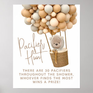 Bear Balloons Moderne Babydusche Schnuller Jagd Poster