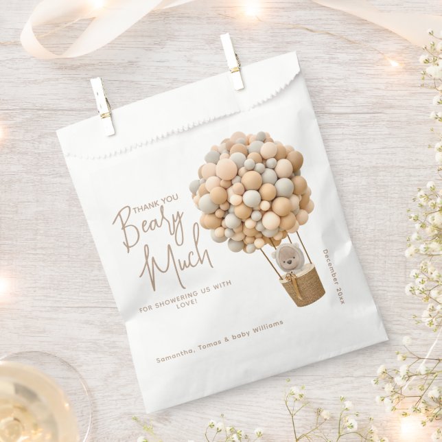 Bear Balloons Moderne geschlechtsneutrale Babydusc Geschenktütchen (Ausgeschnitten)