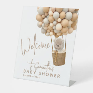 Bear Balloons Moderne geschlechtsneutrale Babydusc Sockelschild