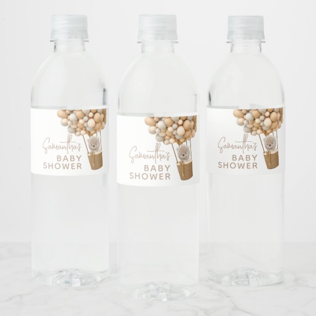 Bear Balloons Moderne geschlechtsneutrale Babydusc Wasserflaschenetikett (Flaschen)