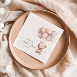 Bear Balloons Pastel Lila Baby Dusche Serviette