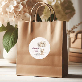 Bear Balloons Pastel Lila Baby Dusche Vielen Dank Runder Aufkleber