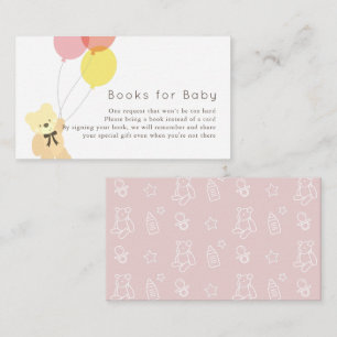 Bear & Balloons Pink Baby Dusche Buchungsanfrage Begleitkarte