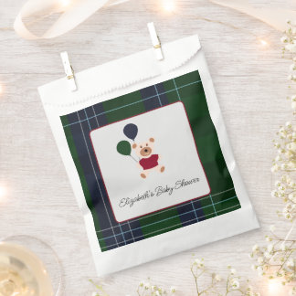 Bear & Balloons Plaid Baby Shower Geschenktütchen