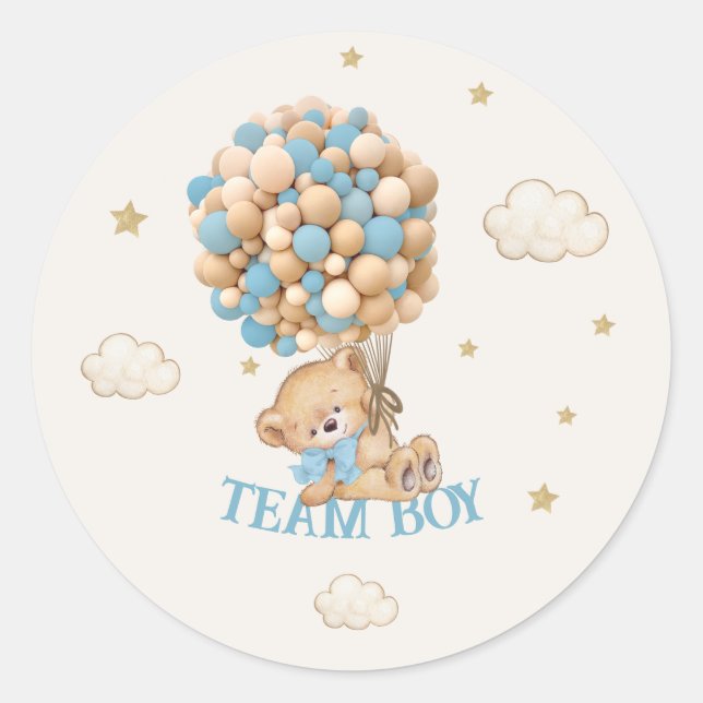 Bear Balloons Team Boy Game Runder Aufkleber (Vorderseite)