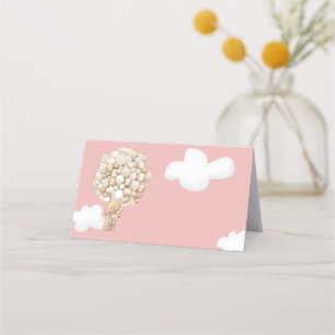 Bear Balloons warten blush Pink Baby Dusche. Platzkarte