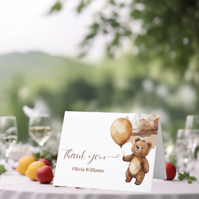 Bear Balloons Wolken Vorwarte Baby Dusche Dankeskarte (Von Creator hochgeladen)