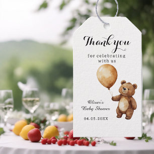 Bear Balloons Wolken warten Baby Dusche Danke Geschenkanhänger