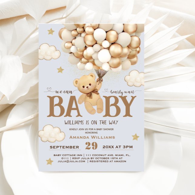 Bear Bear Baby Shower Neutral abwarten Einladung (Von Creator hochgeladen)