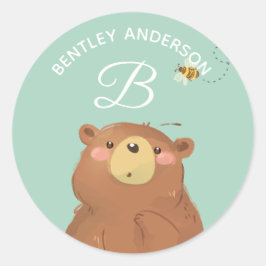 Bear Bear Bear ・ Alphabet Monogram Niedlich School Runder Aufkleber