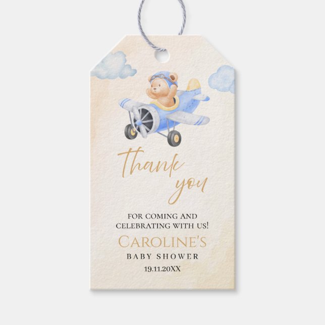 Bear Bear Bear Bear im Flugzeug - Danke Geschenkanhänger (Vorderseite)