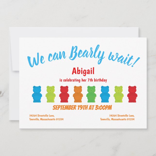 Bear Bear Kid's Birthday Einladung (Vorderseite)