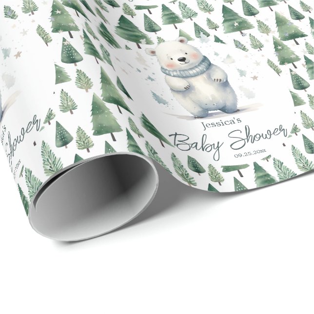Bear Bear Winter Baby Showdusche abwarten Geschenkpapier (Rolleneckpunkt)