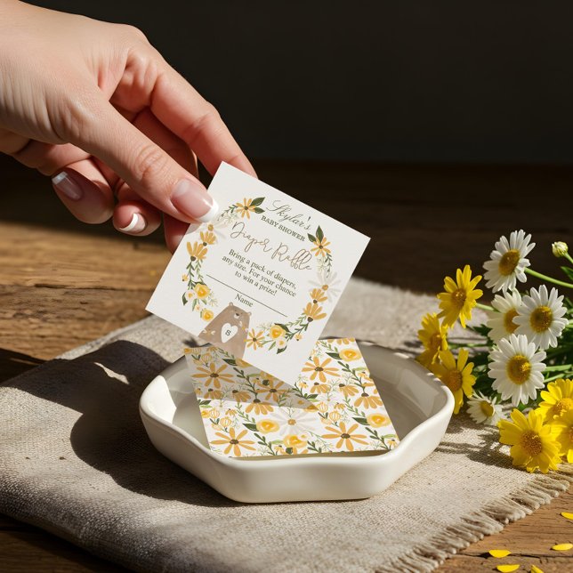 Bear & Bee Baby Duschdiapers Umschließung Begleitkarte (Bear & Bee Baby Shower Diapers Raffle Enclosure)