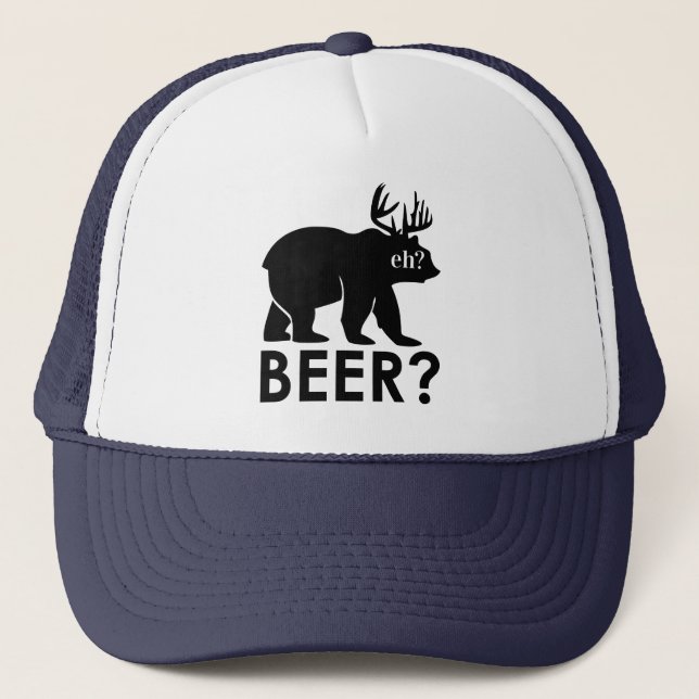 Bear Beer? Elche Canada trinken LKW Hut Truckerkappe (Vorderseite)