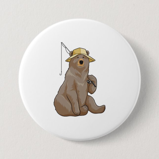 Bear beim Angeln mit Angelrute Button (Vorderseite)