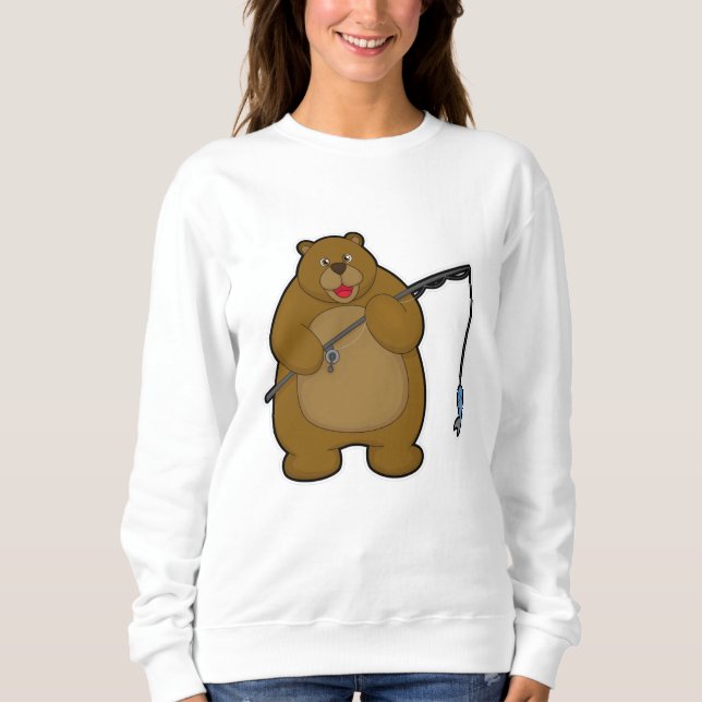 Bear beim Angeln mit Angelrute & Fisch Sweatshirt (Vorderseite)