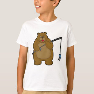Bear beim Angeln mit Angelrute & Fisch T-Shirt