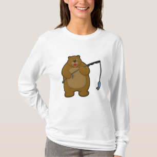 Bear beim Angeln mit Angelrute & Fisch T-Shirt