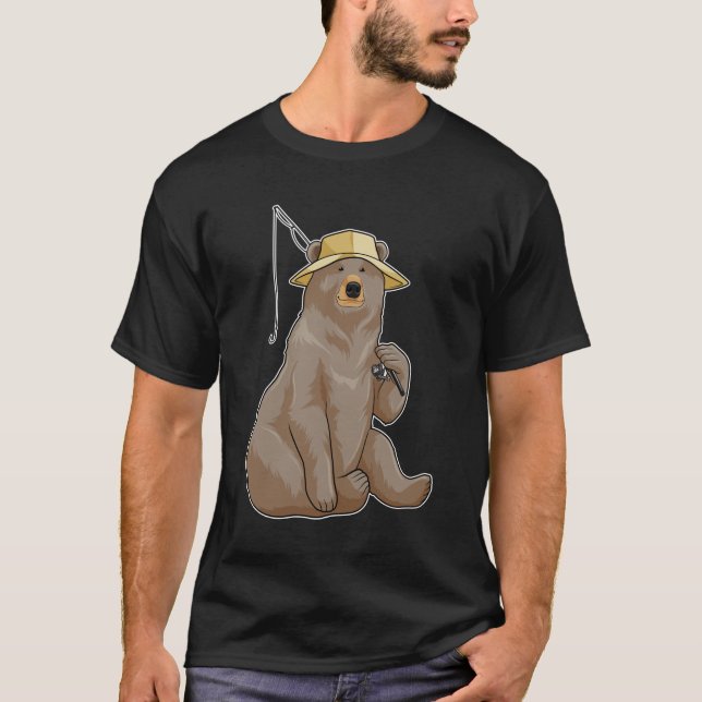 Bear beim Angeln mit Angelrute T-Shirt (Vorderseite)