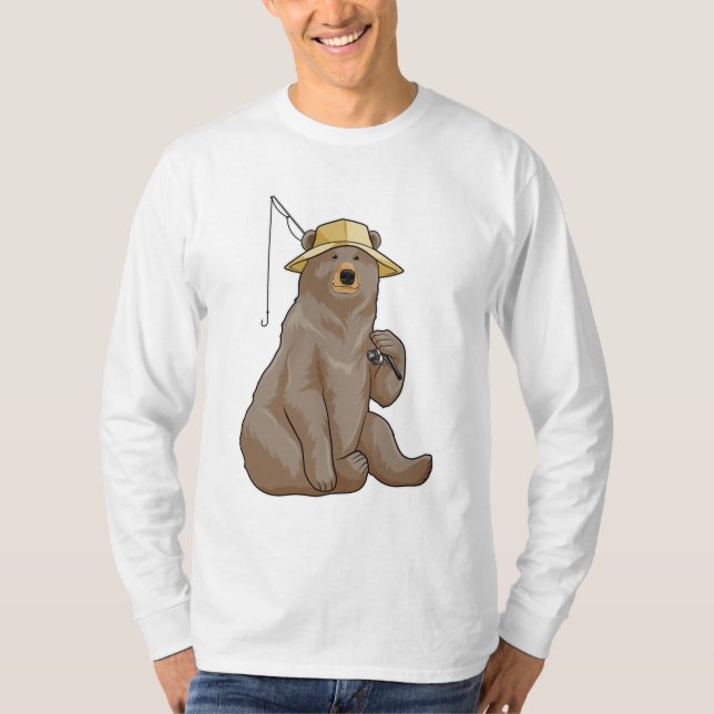 Bear beim Angeln mit Angelrute T-Shirt (Vorderseite)