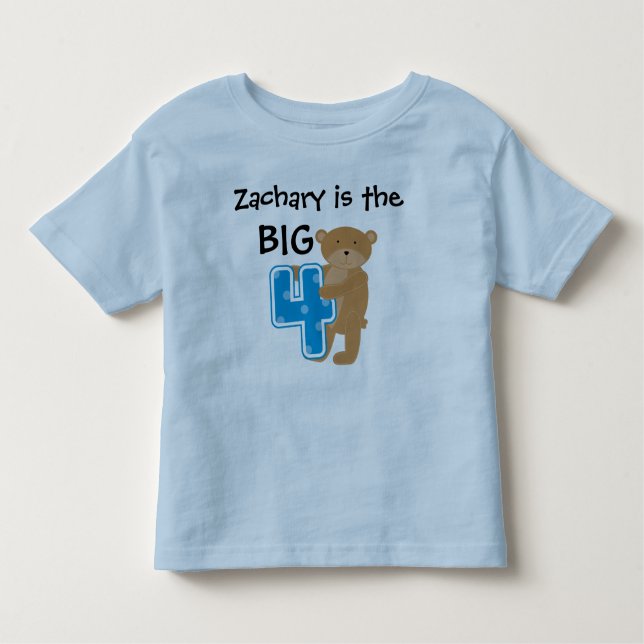 Bear Big Four Customizable Birthday T - Shirt (Vorderseite)