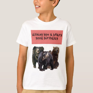Bear Birthday Artwork Adortable Wildlife Illustrat T-Shirt