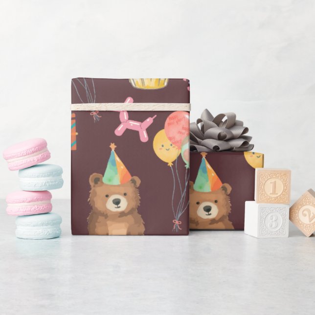 Bear Birthday Geschenkpapier (Babyparty)
